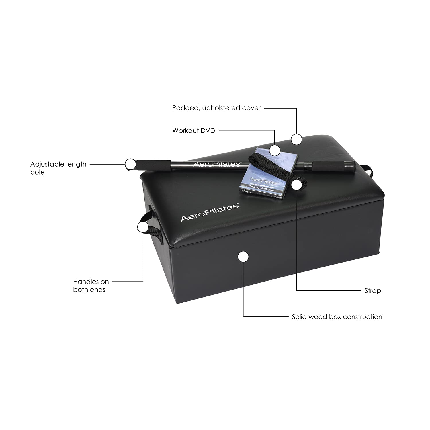 Stamina Aeropilates Box und Stange, Schwarz, 05-0025