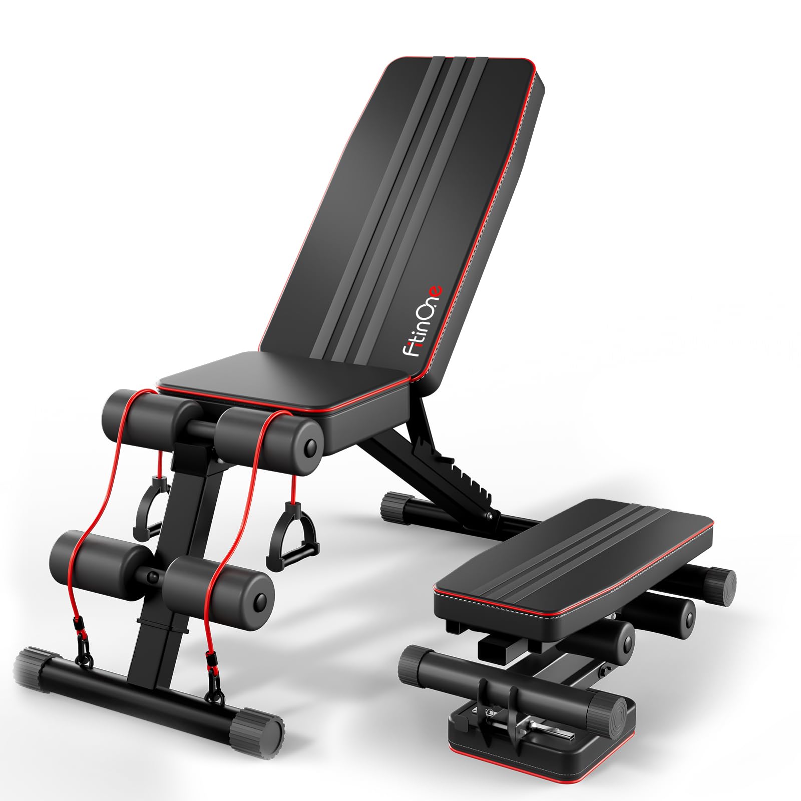 FitinOne Hantelbank Klappbar Verstellbar, Multifunktions Trainingsbank Schrägbank für Ganzkörper-workout, 6 in 1 Fitnessbank für zu Hause oder im Fitnessstudio, 300kg Gewichtskapazität