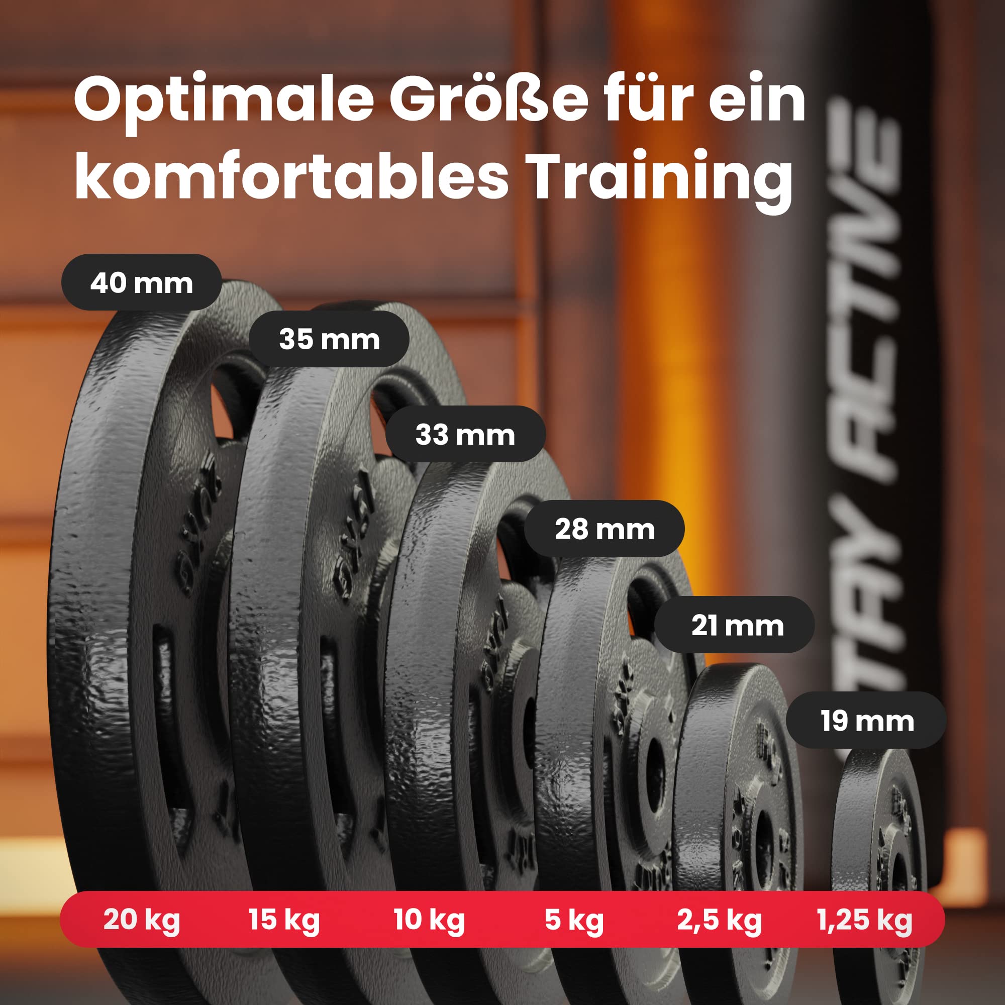 Hop-Sport Guss Hantelset mit Langhantelstange, Kurzhantelstangen und Gewichten, 1x Langhantel, 2x Kurzhantel, Set 39kg 59kg oder 79kg zur Auswahl (79kg)