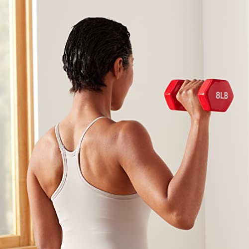 Amazon Basics Kurzhanteln mit Vinylbeschichtung, 8 lbs 3.6 kg, Rot, 2 Stück, 16 Pfund