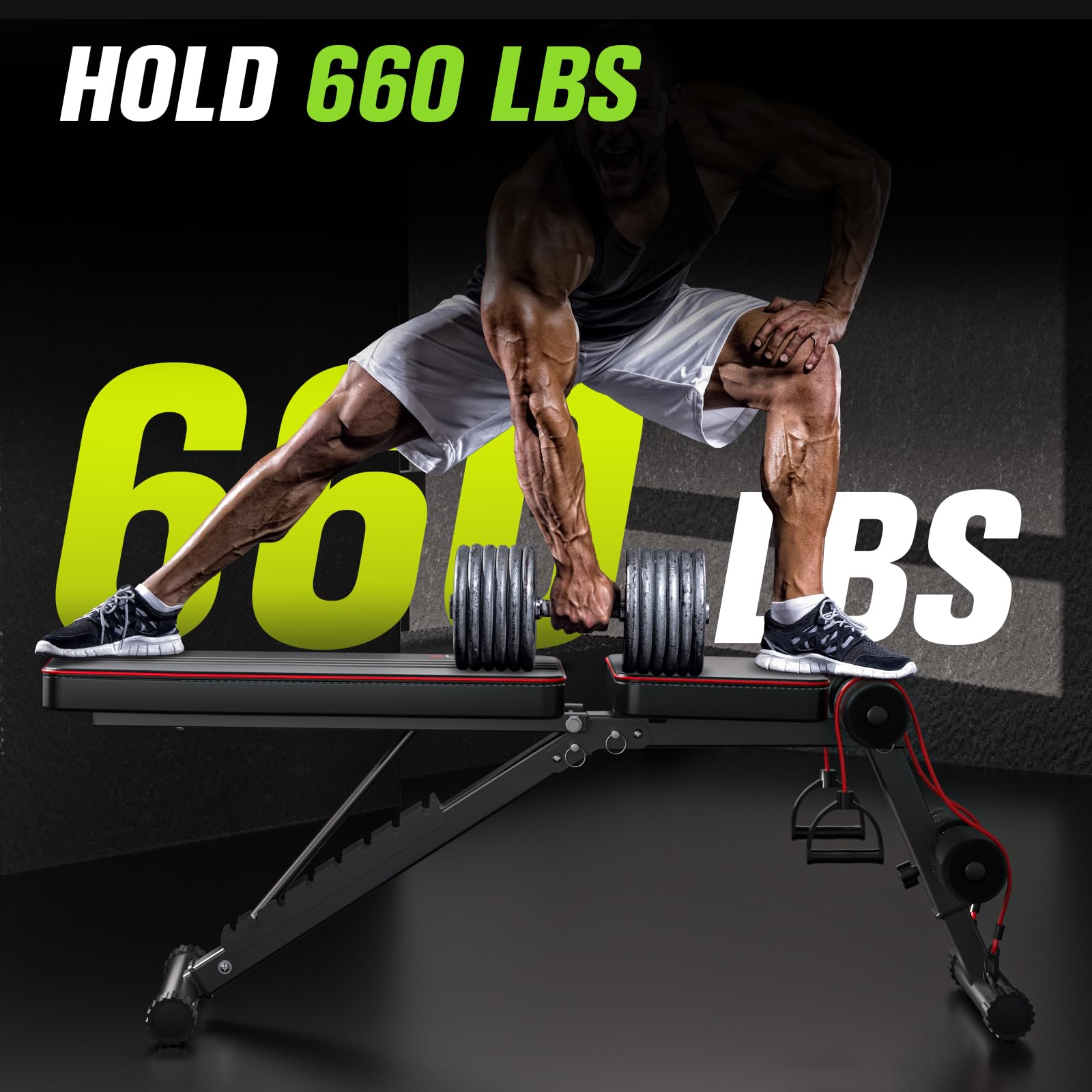 FitinOne Hantelbank Klappbar Verstellbar, Multifunktions Trainingsbank Schrägbank für Ganzkörper-workout, 6 in 1 Fitnessbank für zu Hause oder im Fitnessstudio, 300kg Gewichtskapazität