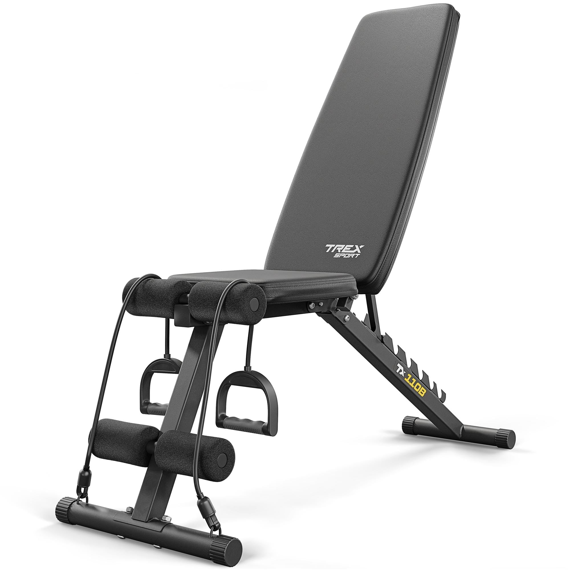 TREX SPORT TX-110B Hantelbank klappbar | Trainingsbank 7-fach verstellbare Rückenlehne | Flachbank & Schrägbank