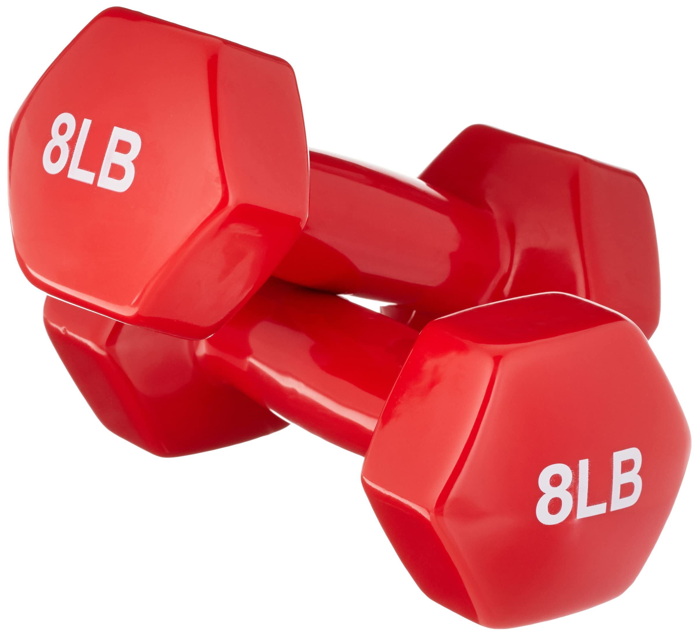 Amazon Basics Kurzhanteln mit Vinylbeschichtung, 8 lbs 3.6 kg, Rot, 2 Stück, 16 Pfund